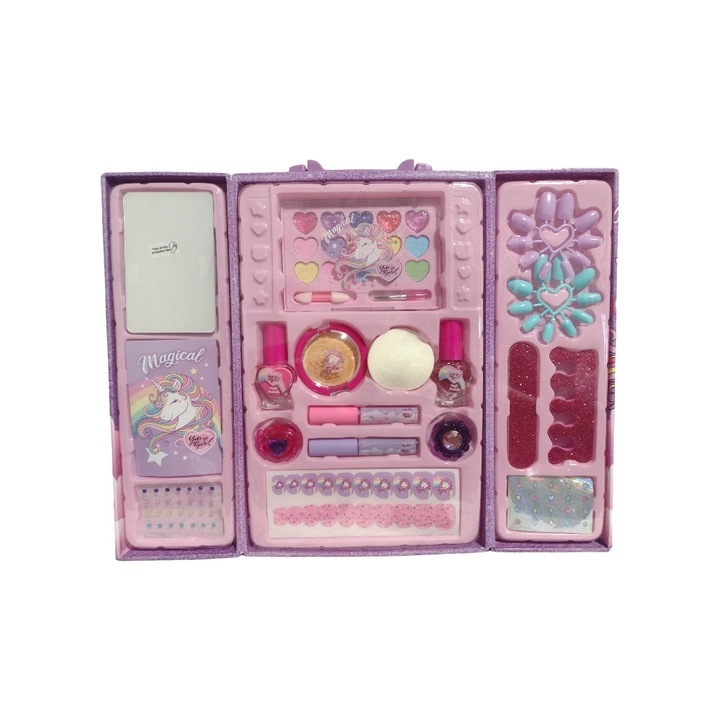 Sminkkészlet lányoknak tárolódobozban, Nem mérgező, +5 év, 28x17x12 cm, You go Girl