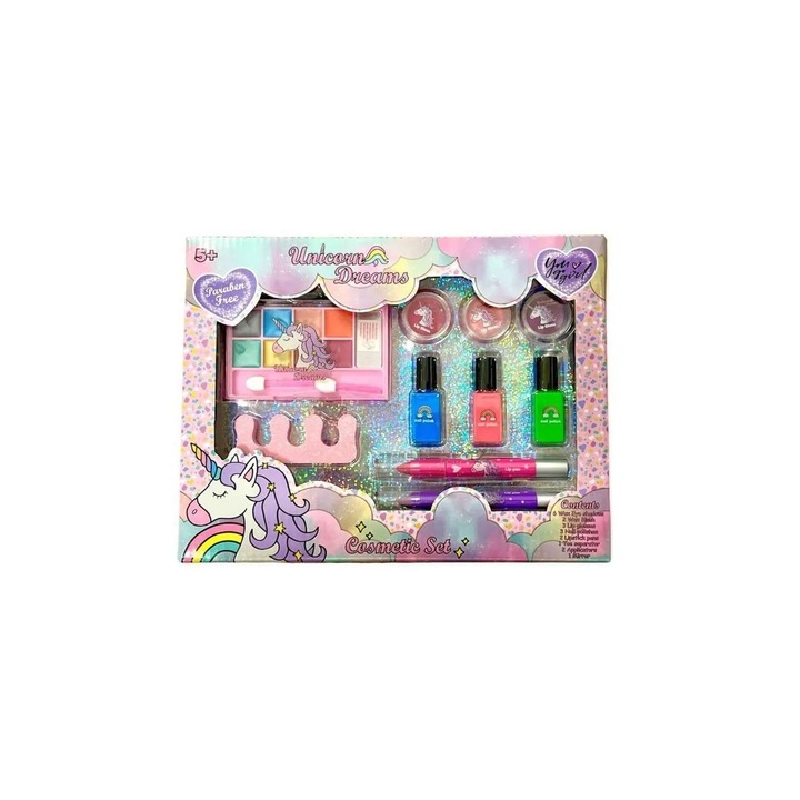 Комплект гримове за деца, Нетоксичен, 5+ години, 16 части, 21x19x3 см, Unicorn Dreams