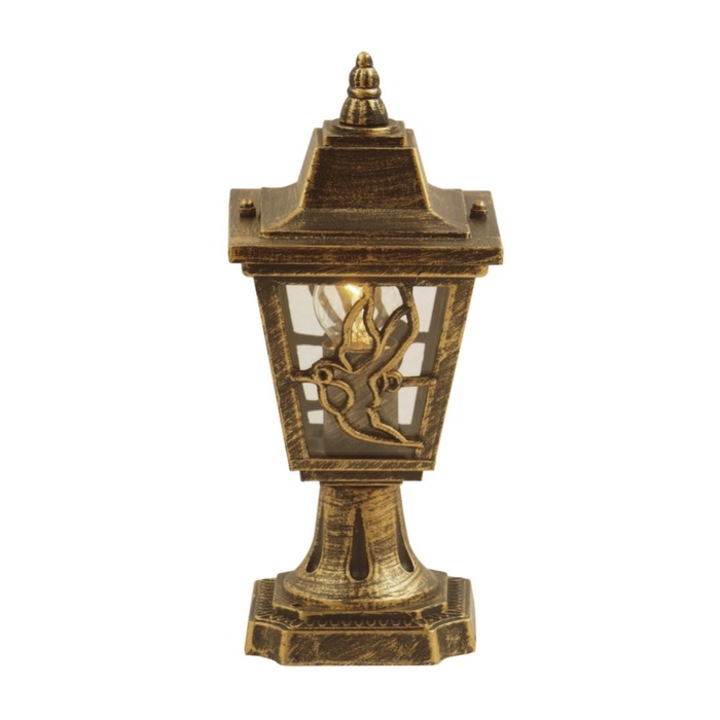 Stalp de iluminat ornamental Boston 2 KL 5492, 1 x E27, H 31 cm, bronz antic, vintage