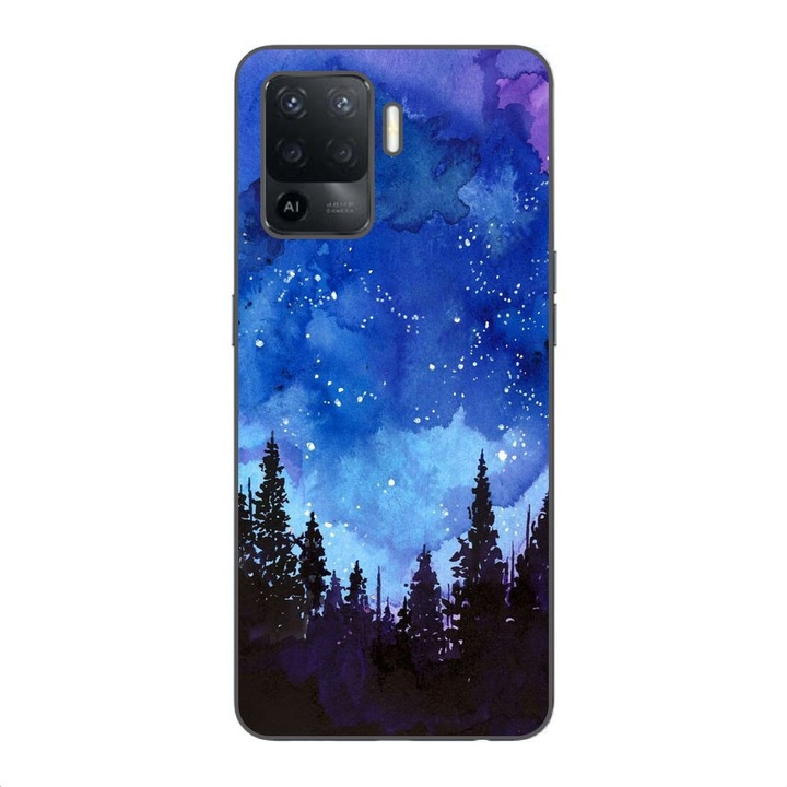 Telefontok, kompatibilis Oppo Reno5 Lite szilikon gél Model Night Forest