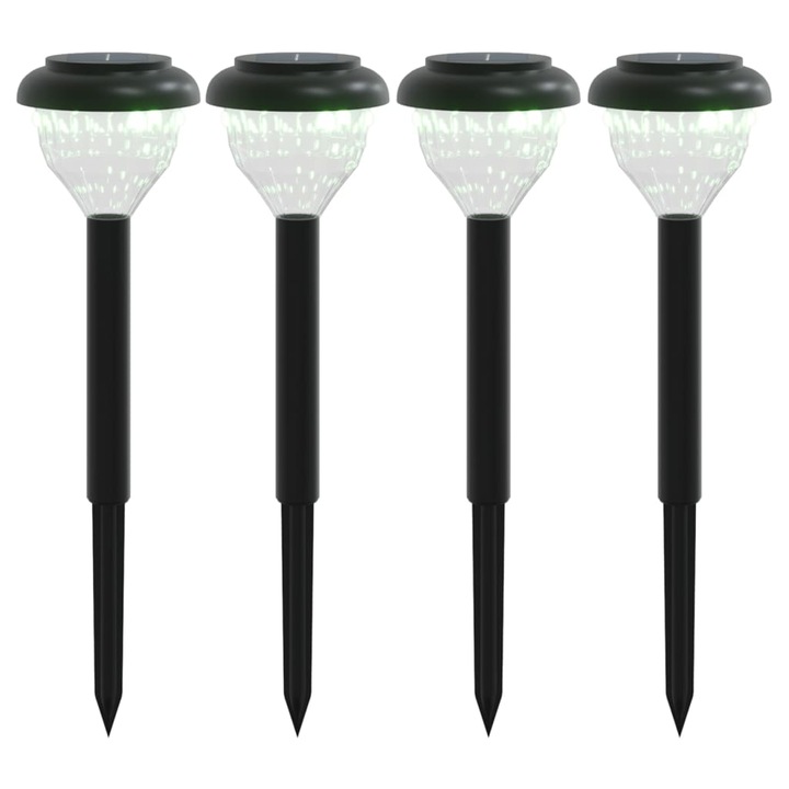 Set lampi solare alei cu tarusi de pamant vidaXL, 4 buc., alb cald si RGB, 0.5 Kg