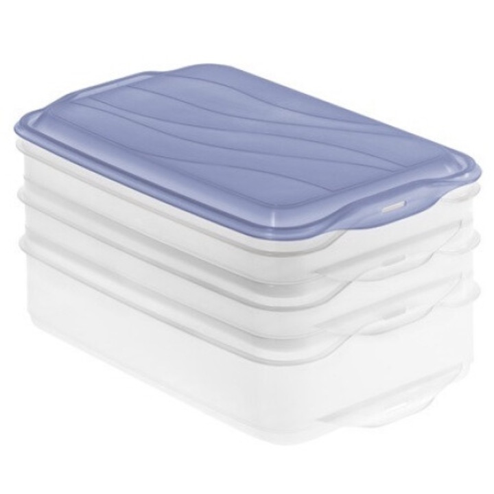 Rotho Rondo 2 X 0,75 L + 1 X 1,35 L literes műanyag ételhordozó - átlátszó/kék