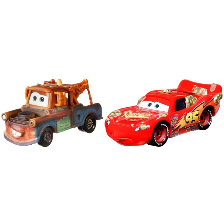 Комплект коли Disney Cars 3, Mater и Cactus Lightning McQueen, 1:55, многоцветен, 10x5x5 см