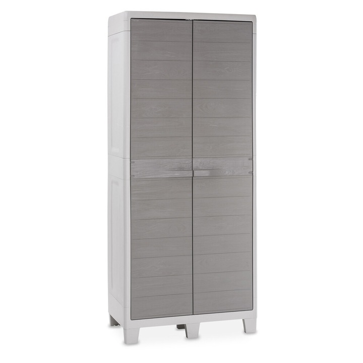 Пластмасов шкаф TOOMAX Woodys high XL grey indoor-outdoor - светло сив