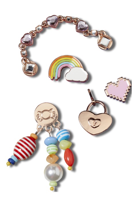 Crocs, Set de accesorii jibbitz - 5 piese, Auriu rose, Multicolor
