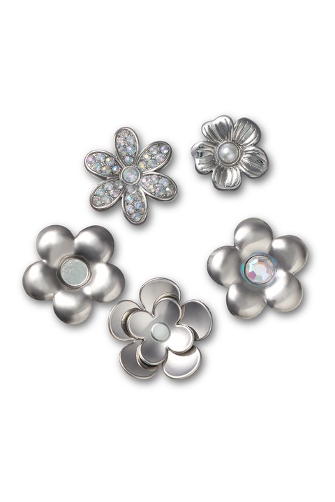 Crocs, Джибиц с флорален дизайн, 5 части, Сребрист