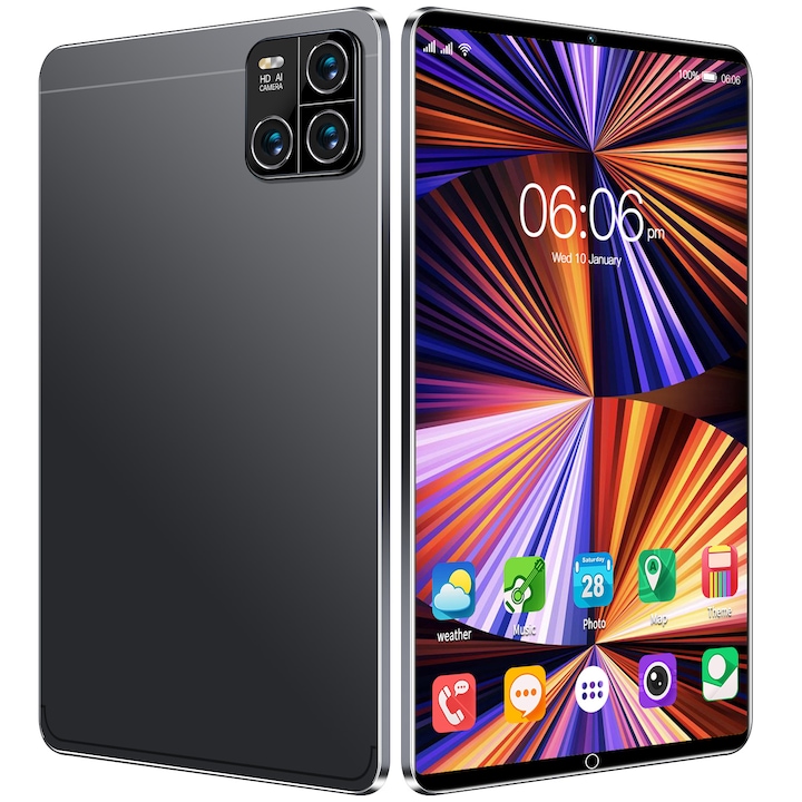Таблет Golxmse, 10.1 инча, Android 13, 16GB+512GB, Камера 24+32MP, 12000mAh, Черен