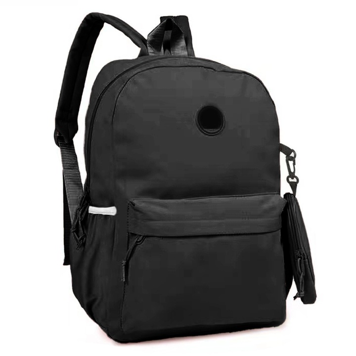 Iskolai vagy utazási iskolatáska/hátizsák, kivehető tolltartóval, ZY-B08, fekete, 40 x 30 x 14 cm