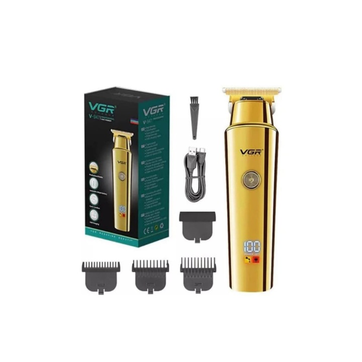 Aparat de tuns VGR Voiajer Professional Hair Trimmer seria V-947, 500 minute de functionare, doar 4 ore la incarcat, display led