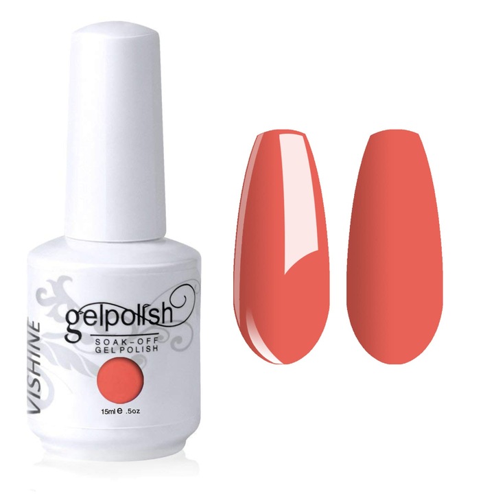 Lac de unghii Soak-Off UV LED, Nail Art, Manichiura, Culoare Corai 024 Corai 60 g 15 ml 1 Nu