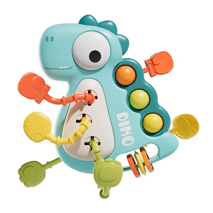 Interaktív játék érzékszervi funkciókkal, zöld dinoszaurusz, + 18 hónap