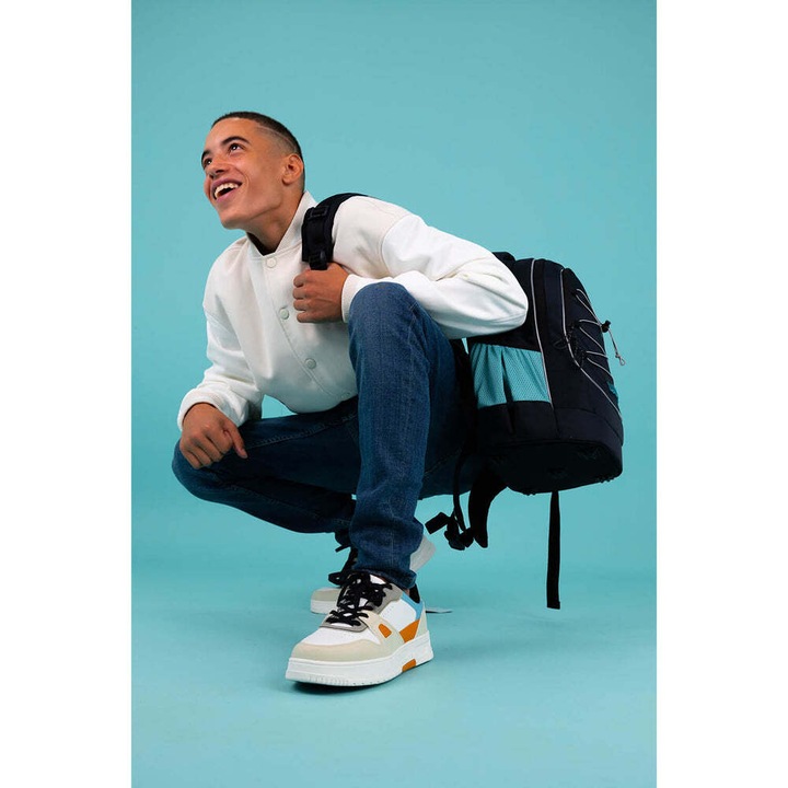 WAVE, Rucsac ergonomic cu partea din spate din plasa, Bleumarin