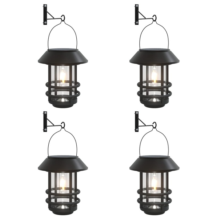 Set felinare solare de perete de exterior vidaXL, 4 buc., alb, 1.75 Kg