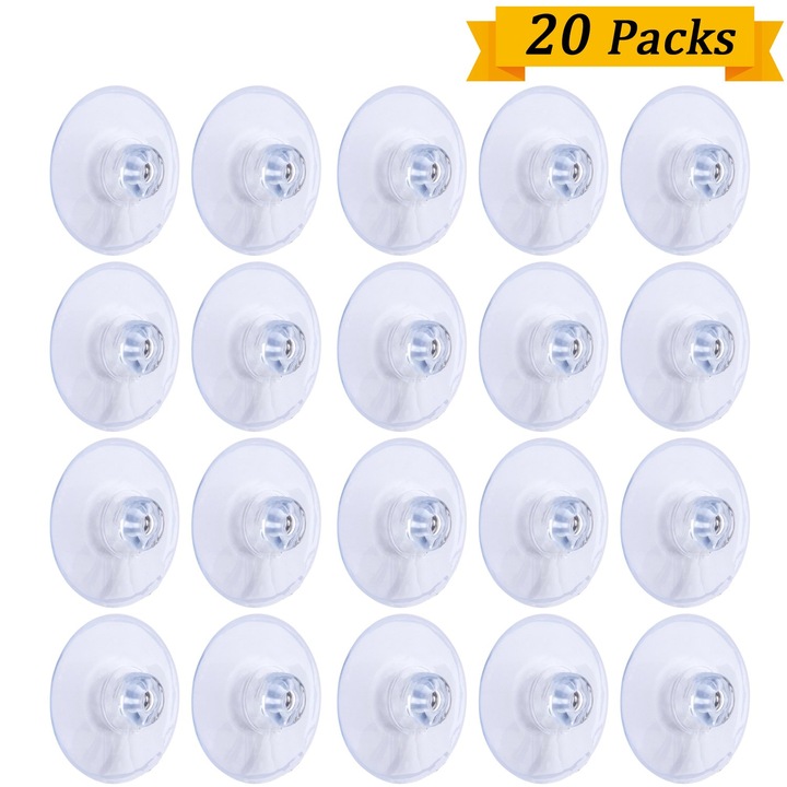Set 20 ventuze, AMRINUGL, plastic, 45mm, transparent