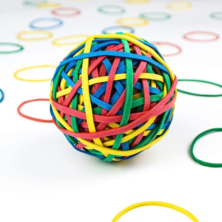 Bile elastice din cauciuc, 200g, multicolor, 5x5cm, organizator birou scoala acasa