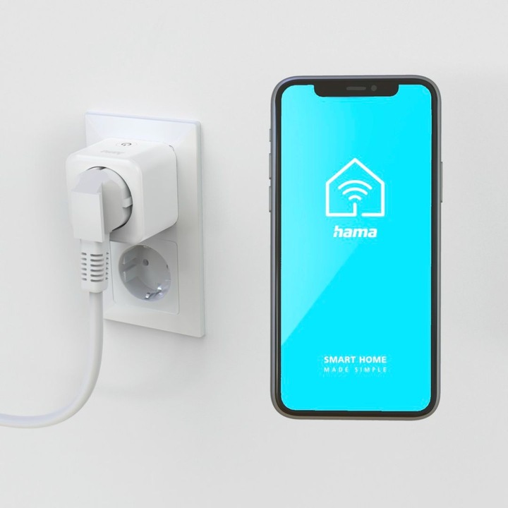 Conector inteligent WiFi Hama, 3680W, alb, Smart Home - eMAG.ro