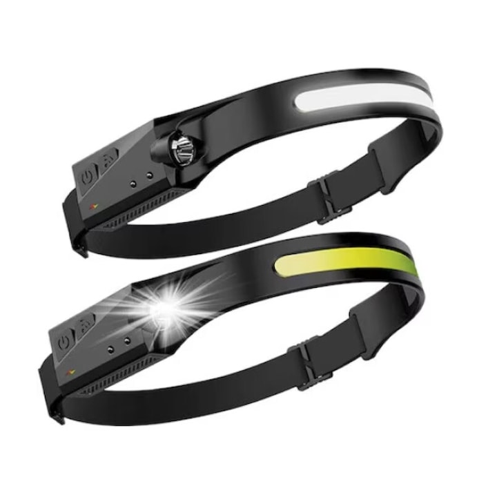 Комплект 2 броя LED челници RoveRim, професионални, батерия, сензор за движение, 4 режима на светене, странична светлина, за риболов, лов, работа, черни