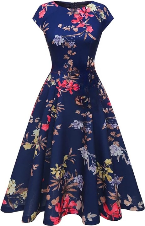 Дълга рокля DRESSTELLS, многоцветна, ретро, 50-те години на ХХ век, размер 2XL