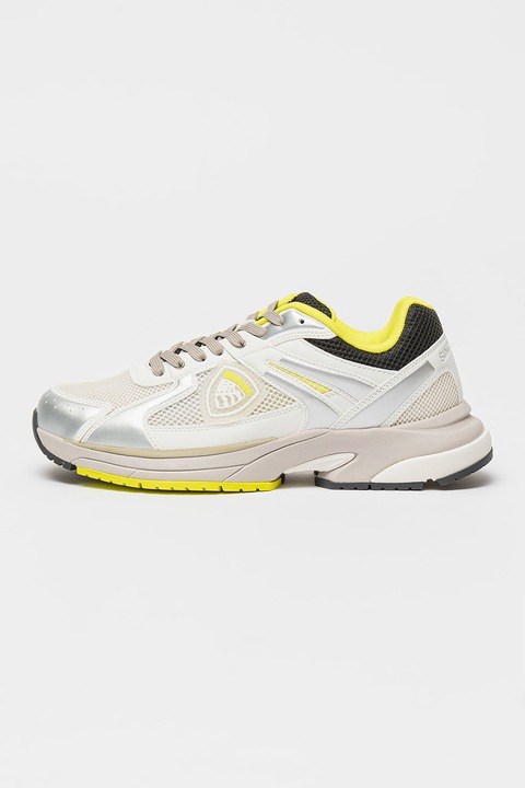 Blauer, Eagle műbőr és textil sneaker, Fehér/Neonzöld/Ezüstszín