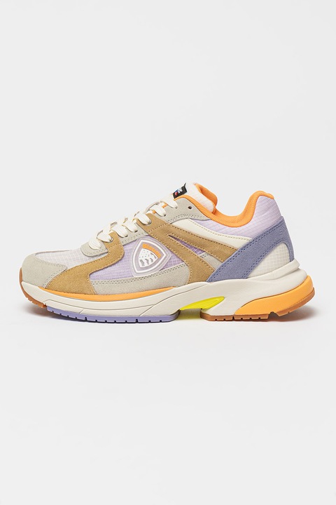 Blauer, Féltelitalpú sneaker nyersbőr részletekkel, Barna/Szürke/Halványlila