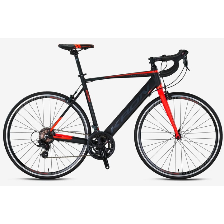 Bicicleta Kron cursiera RC 1000, roata 28", 14 viteze, cadru 540mm din aluminiu, culoare negru/rosu