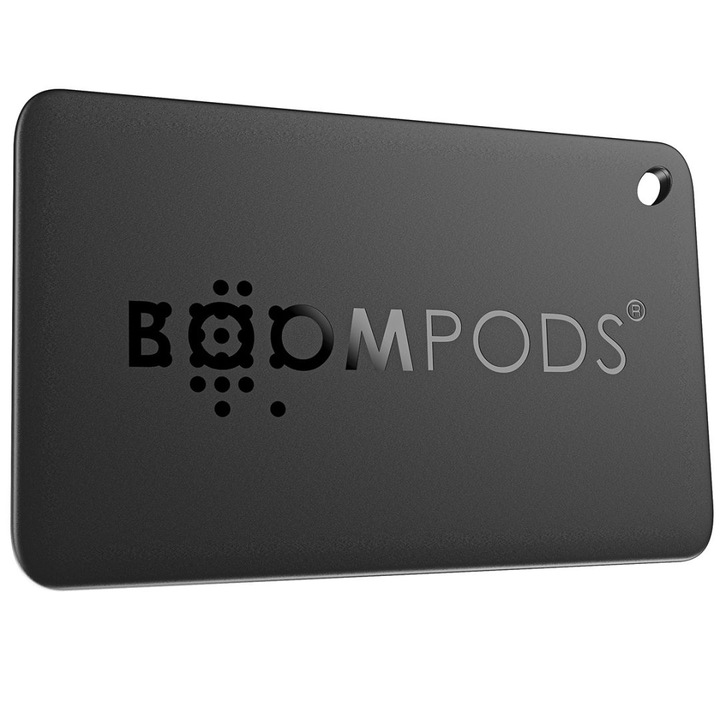 Boompods Boomcard Bluetooth nyomkövető, fekete, 94 dB riasztás, 10m hatósugár