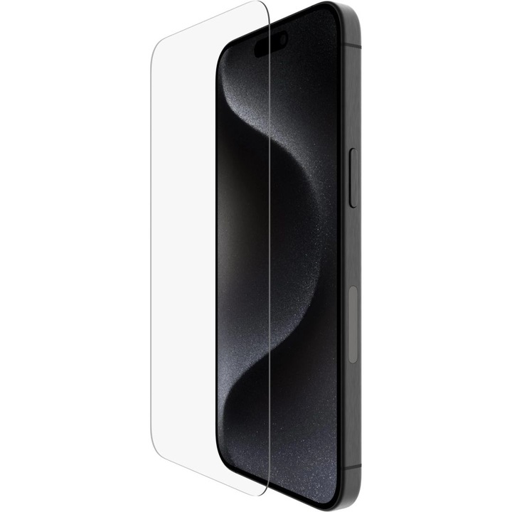 Folie de protectie pentru iPhone 15 Pro Max, Belkin, Sticla securizata, Transparent
