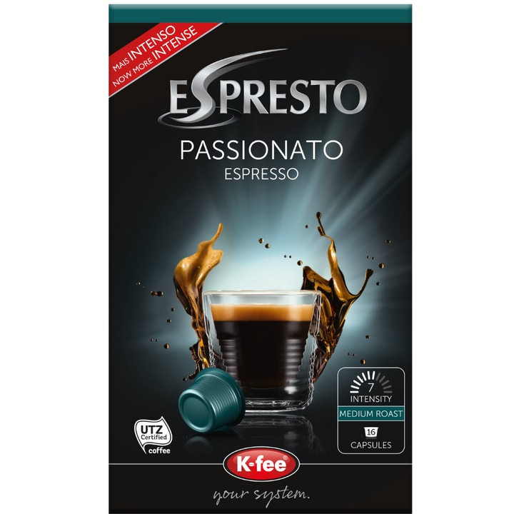 Capsule cafea Espresto Passionato, 16 Capsule, compatibile BeanZ