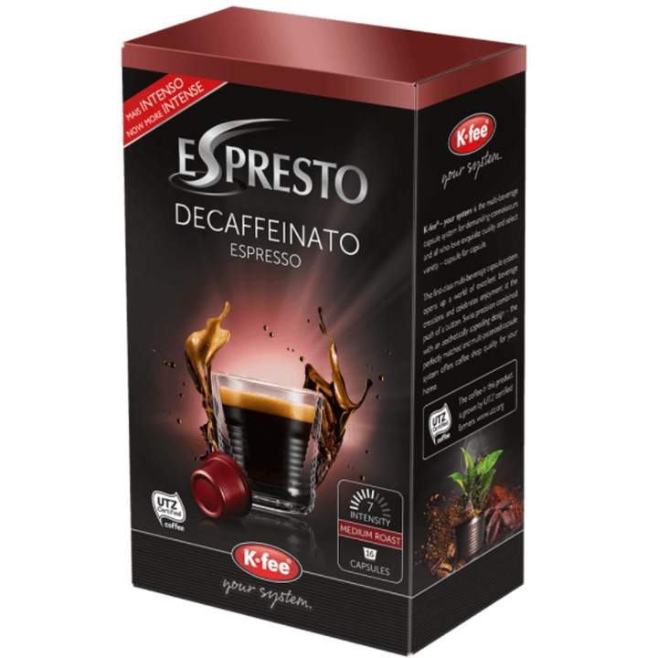 Capsule cafea Espresto Decafeinizat, 16 Capsule, compatibile BeanZ