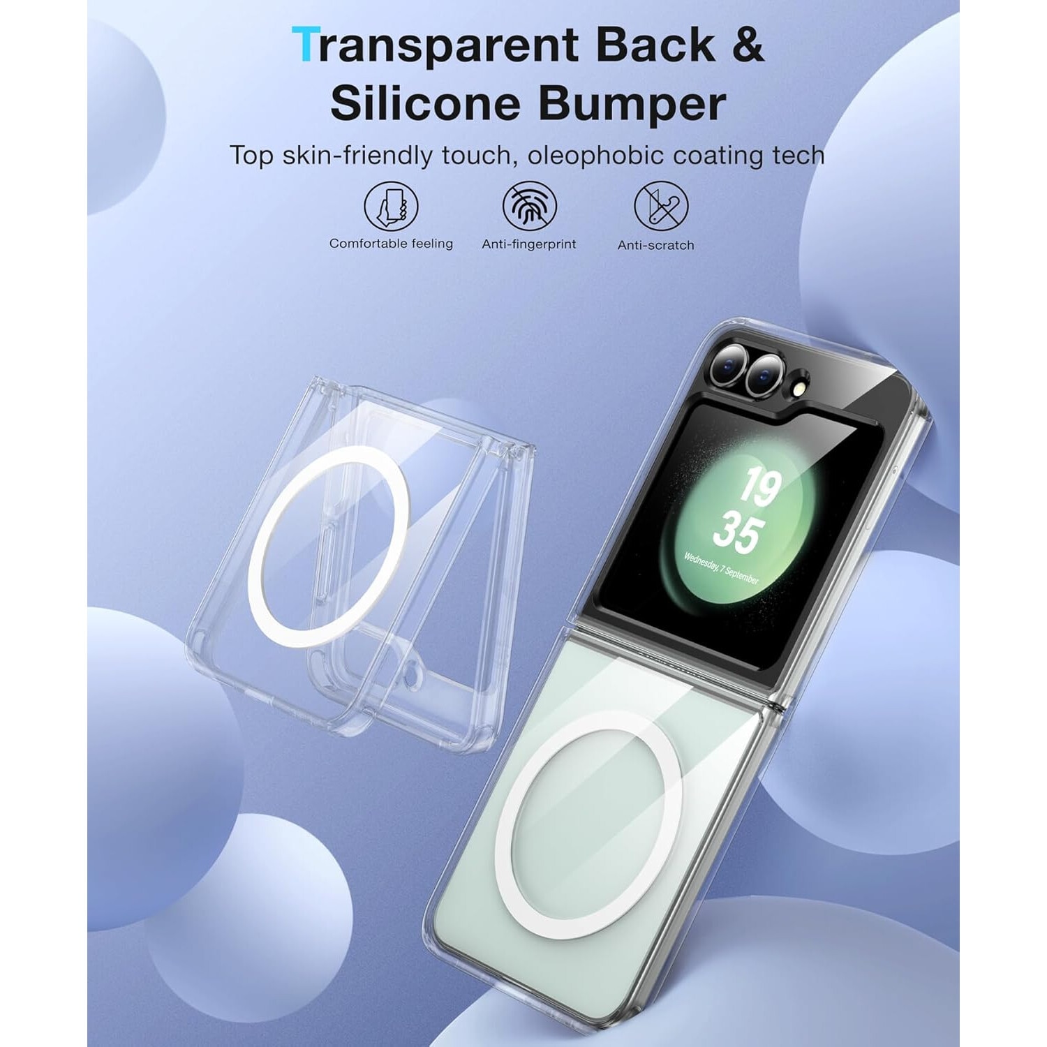 Husa pentru Samsung Galaxy Z Flip 7 FE / Flip 6 cu MagSafe Anti-Shock 1.5mm transparent