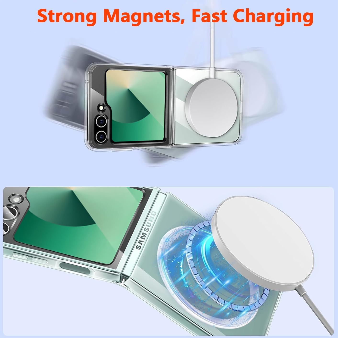 Husa pentru Samsung Galaxy Z Flip 7 FE / Flip 6 cu MagSafe Anti-Shock 1.5mm transparent
