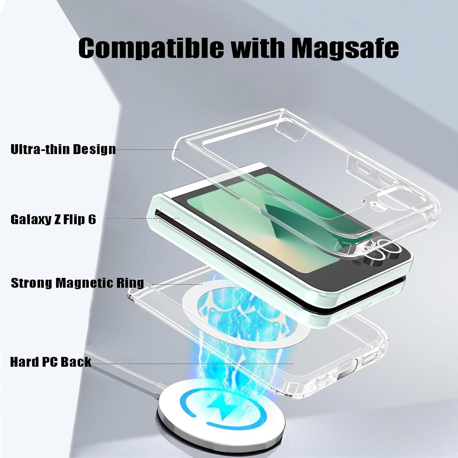 Husa pentru Samsung Galaxy Z Flip 7 FE / Flip 6 cu MagSafe Anti-Shock 1.5mm transparent
