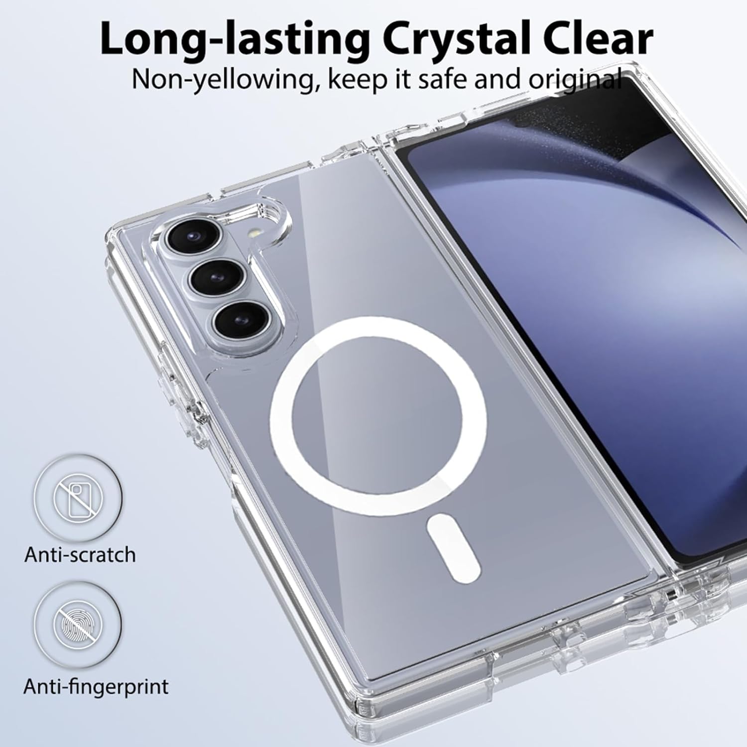Husa pentru Samsung Galaxy Z Fold 6 cu MagSafe Slim Anti-Shock 1.5mm transparent