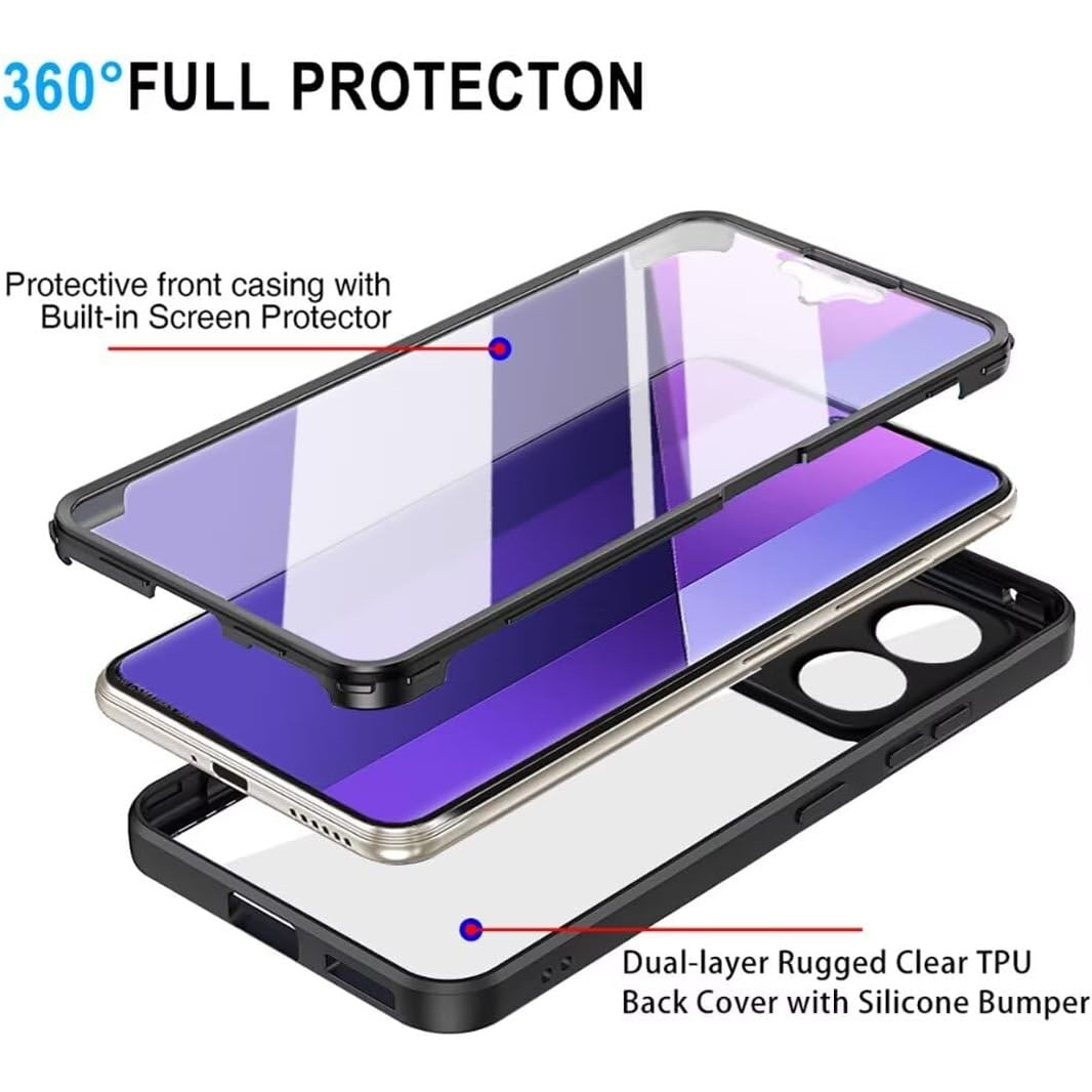 Pachet 360: Husa cu folie integrata pentru Xiaomi Redmi 13 Cover360 fata / spate - roz