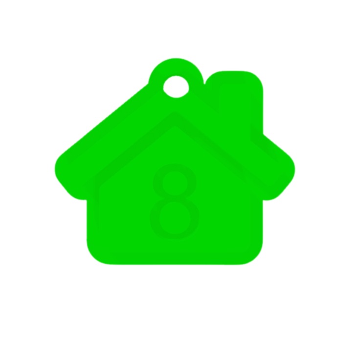 Breloc cifra, "8", pensiuni, hoteluri, 41 X 47 mm verde