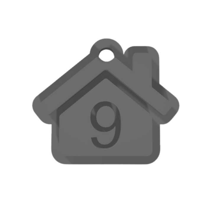 Számkulcstartó, "9", panziók, szállodák, 41 X 47 mm ezüst