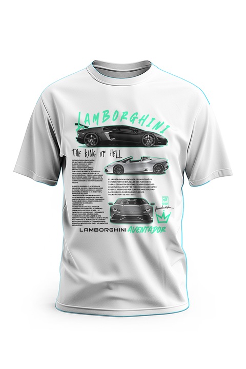 Tricou barbati, Artcraft, Bumbac, Lamborghini 2, Alb, M