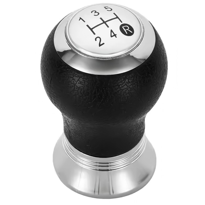 Топка за скоростен лост, Тойота, Ярис Корола E15 Аурис, Висококачествена, Издръжлива и механично устойчива, Монтаж чрез завинтване, Хромиран сребрист с черна схема