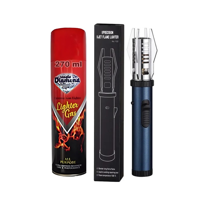 Hordozható gázégő, újratölthető, 20 cm + gázspray 270ml