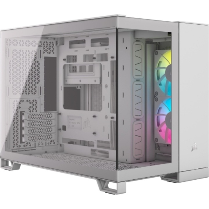 Компютърна кутия Corsair iCUE LINK 2500X RGB, Micro ATX, Dual Chamber, безопасно стъкло, Бял