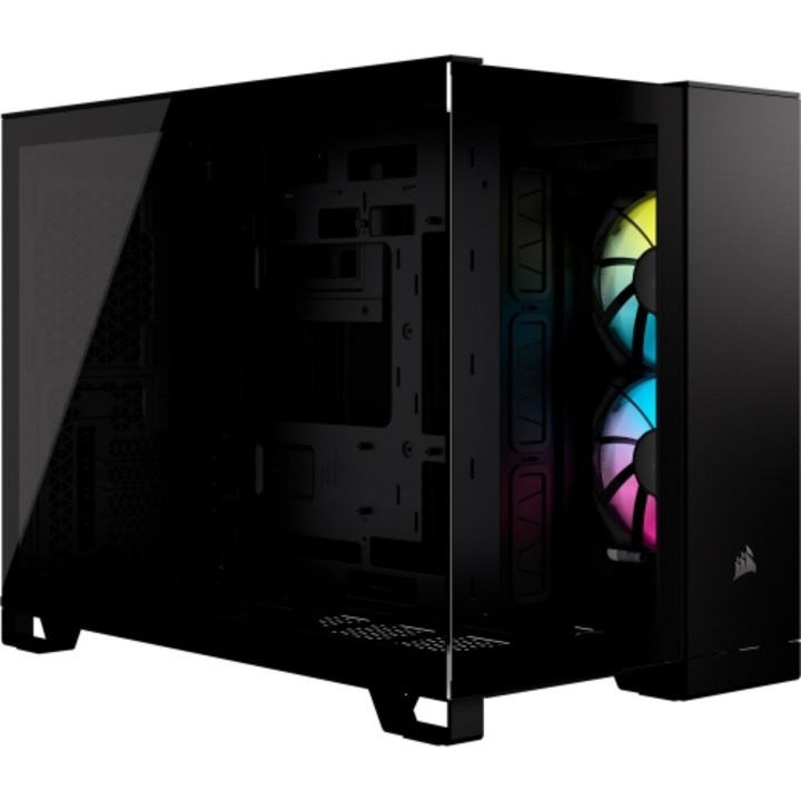 Кутия Corsair iCUE LINK 2500X RGB, Micro ATX, Dual Chamber, tempered glass, Black