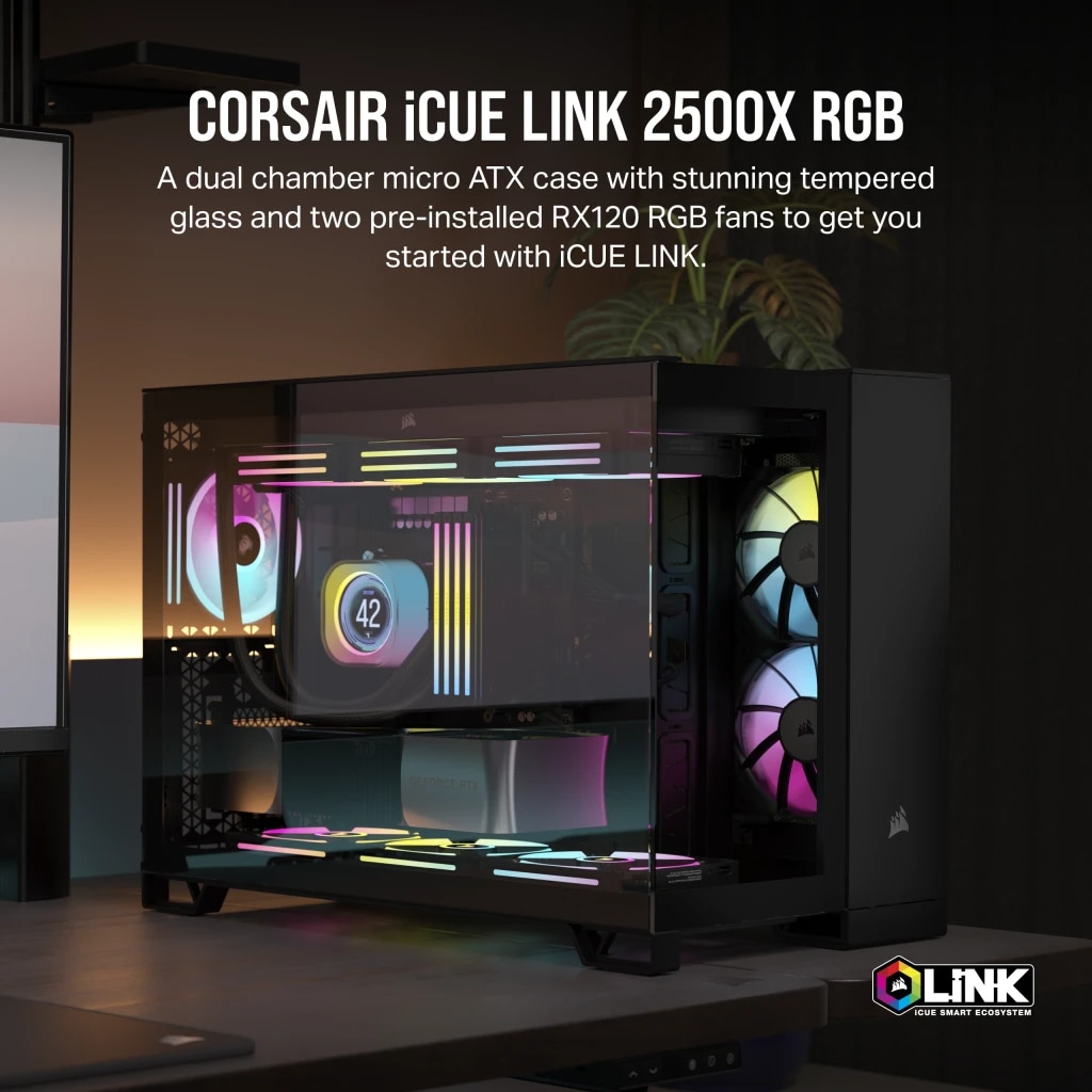 Carcasa Corsair iCUE LINK 2500X RGB, Micro ATX, Dual Chamber