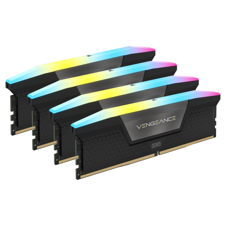 Памет Corsair Vengeance RGB 128GB, DDR5, 5600MHz, CL40, 4x32GB, 1.2V, Intel XMP, Черен