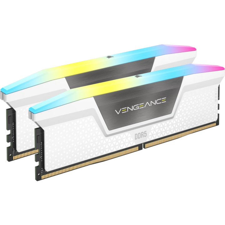 Памет Corsair Vengeance RGB 32GB, DDR5, 5600MHz, CL40, 2x16GB, 1.2V, Intel XMP, Бял