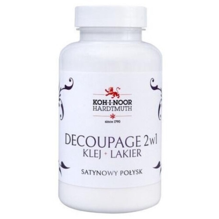 Adeziv si lac 2 in 1 pentru decoupage Koh-I-Noor, efect satinat, 200ml, 114x134mm