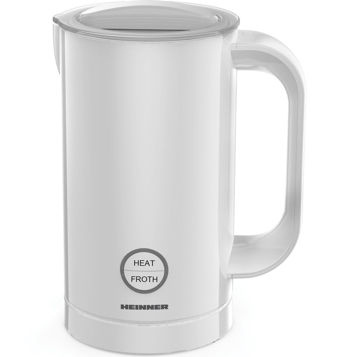 Пенообразувател за мляко Heinner HMFR-450WH, 450w, Капацитет на разпенване 100 мл, 4 функции, Капацитет на нагряване 200 мл, Светодиод, Магнитен пръстен за разпенване, Бял
