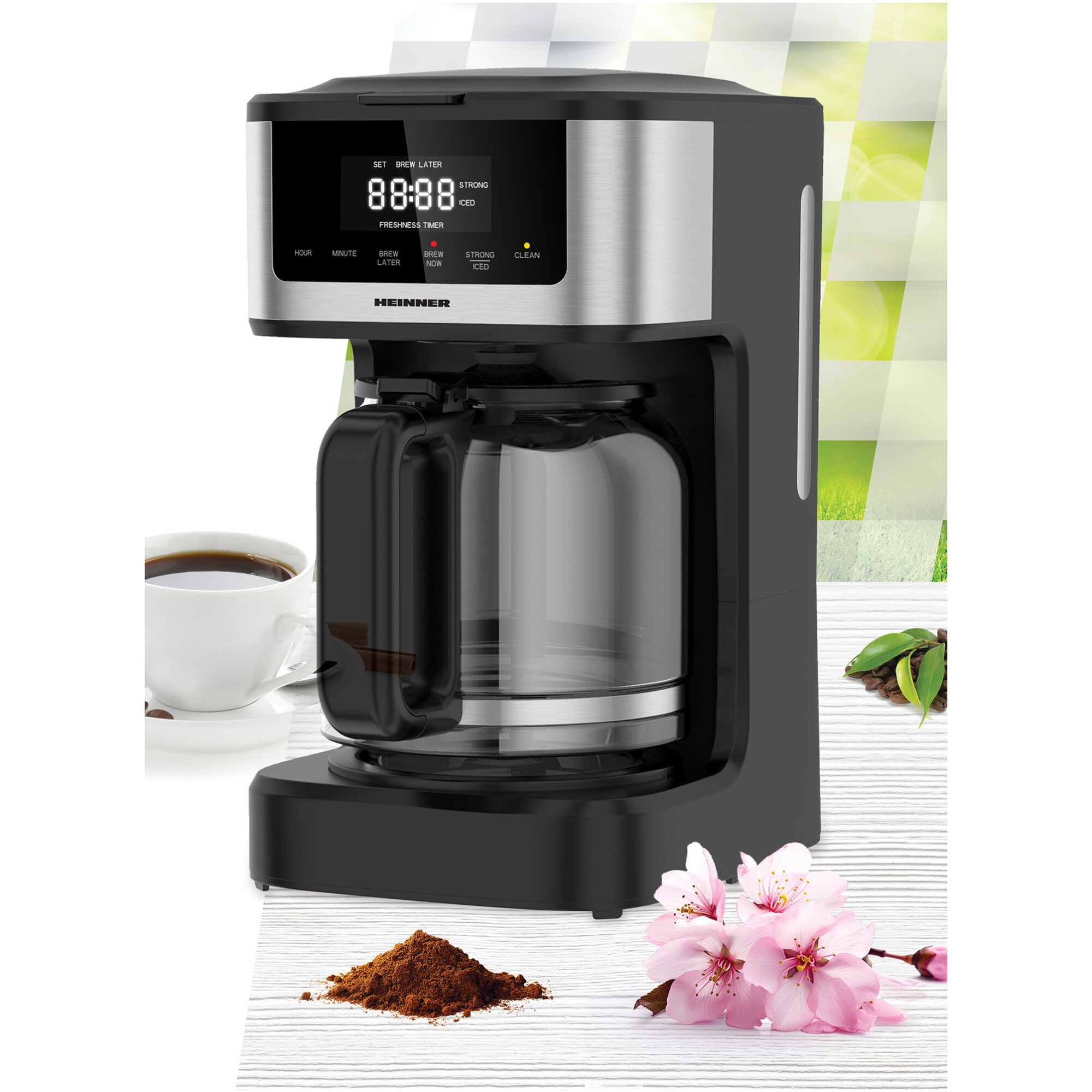 Cafetiera digitala Heinner HCM-DD900BKSS, 900W, 1.8L, Display