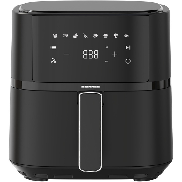 Фритюрник Heinner HAF-B4BK1500, 1500W, Капацитет на кошницата 4 л, Регулируем термостат 80-200 градуса цифров дисплей, Черен