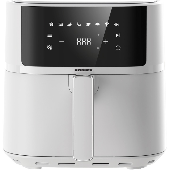 Фритюрник Heinner HAF-B6WH17SQ, 1700W, Капацитет на кошницата 5.7 л, Цифров дисплей, Регулируем термостат 80-200 градуса, Бял