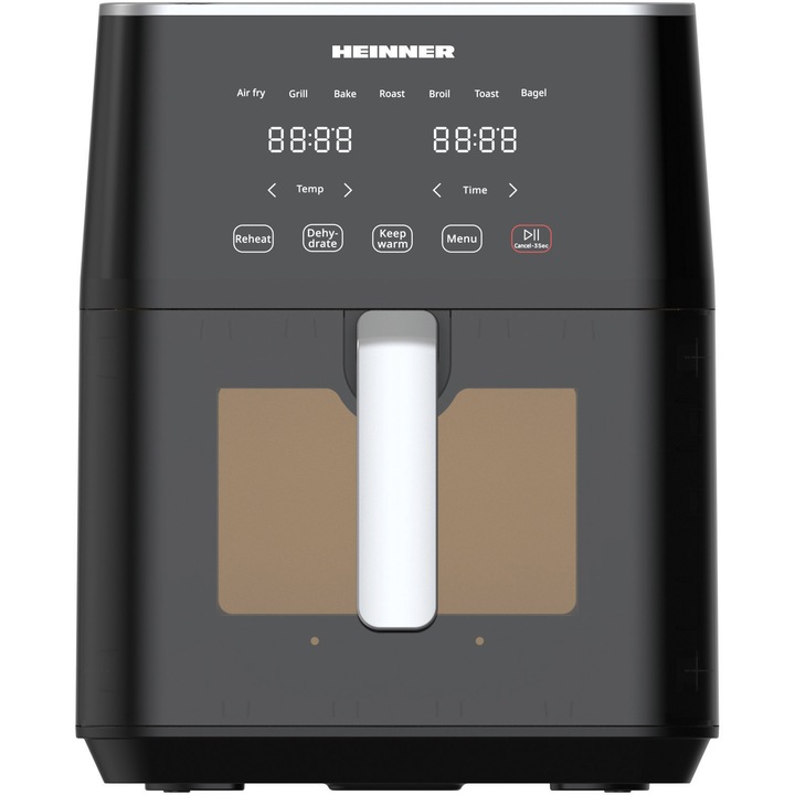 Фритюрник с горещ въздух Heinner cyclonefry cook HAF-M7BK1800, 1500-1800w, Капацитет 7 л, Дигитален дисплей със сензорно управление, Регулируем термостат 40-200 градуса, Черен